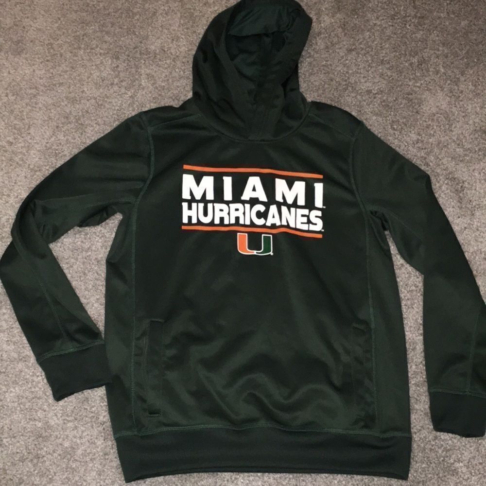 Miami Hurricanes UM Green 2 pocket pullover kids hooded Hoodie Jacket Sweatshirt